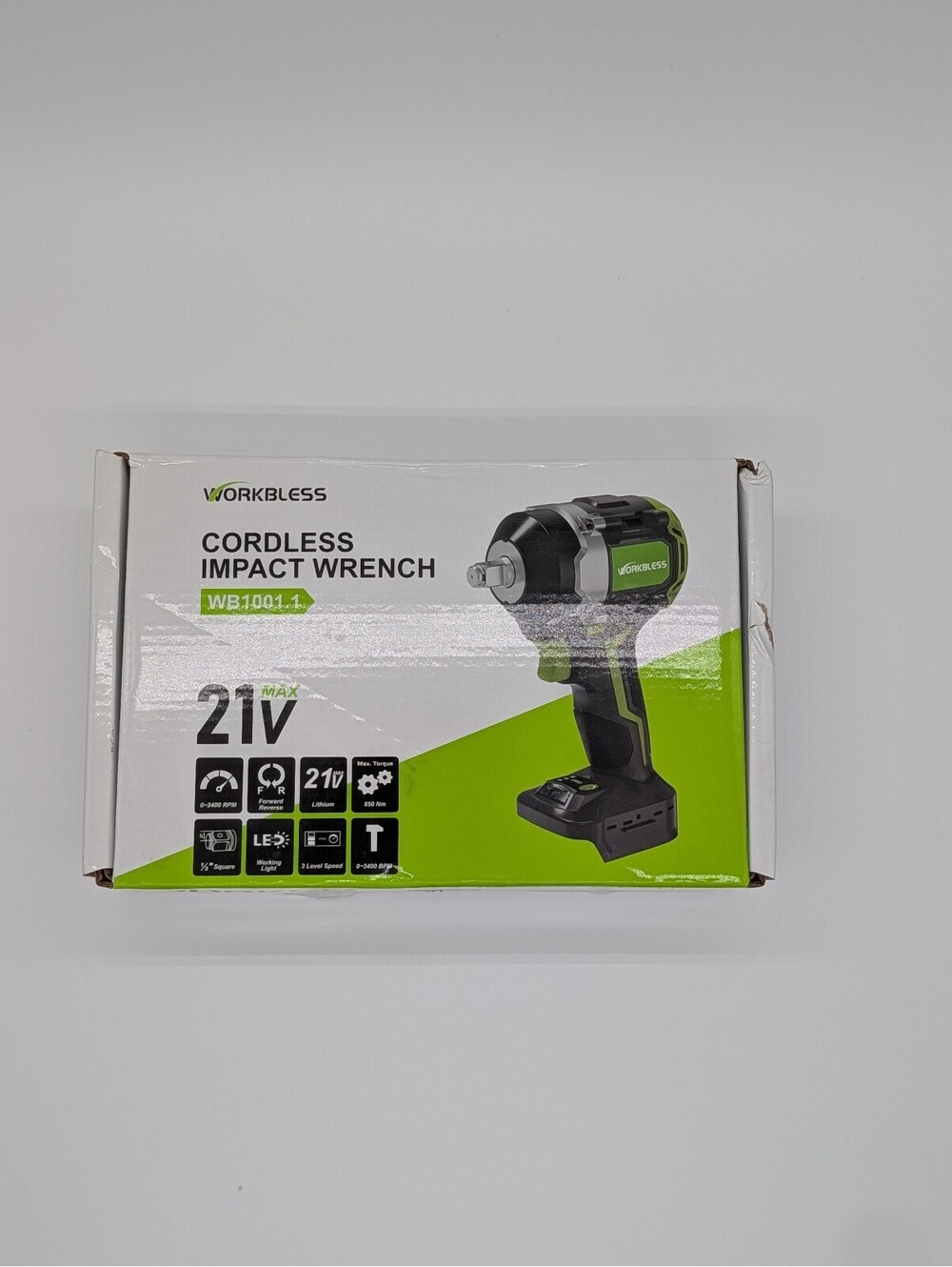 WORKBLESS WB1001.1 Cordless Impact Wrench 21V 850Nm with HSS Drill Bit Set